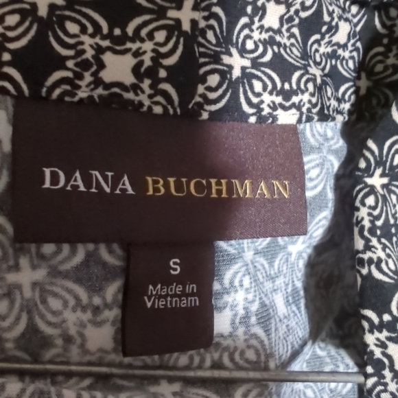 🧑🧑‍🦳Dana Buchman Sleeveless Top Womens Stretch Black/White Geometric Print S - Picture 2 of 9